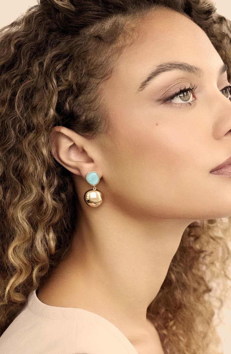 Ettika Stardust Sphere Drop Earrings, Alternate, color, Amazonite And Gold