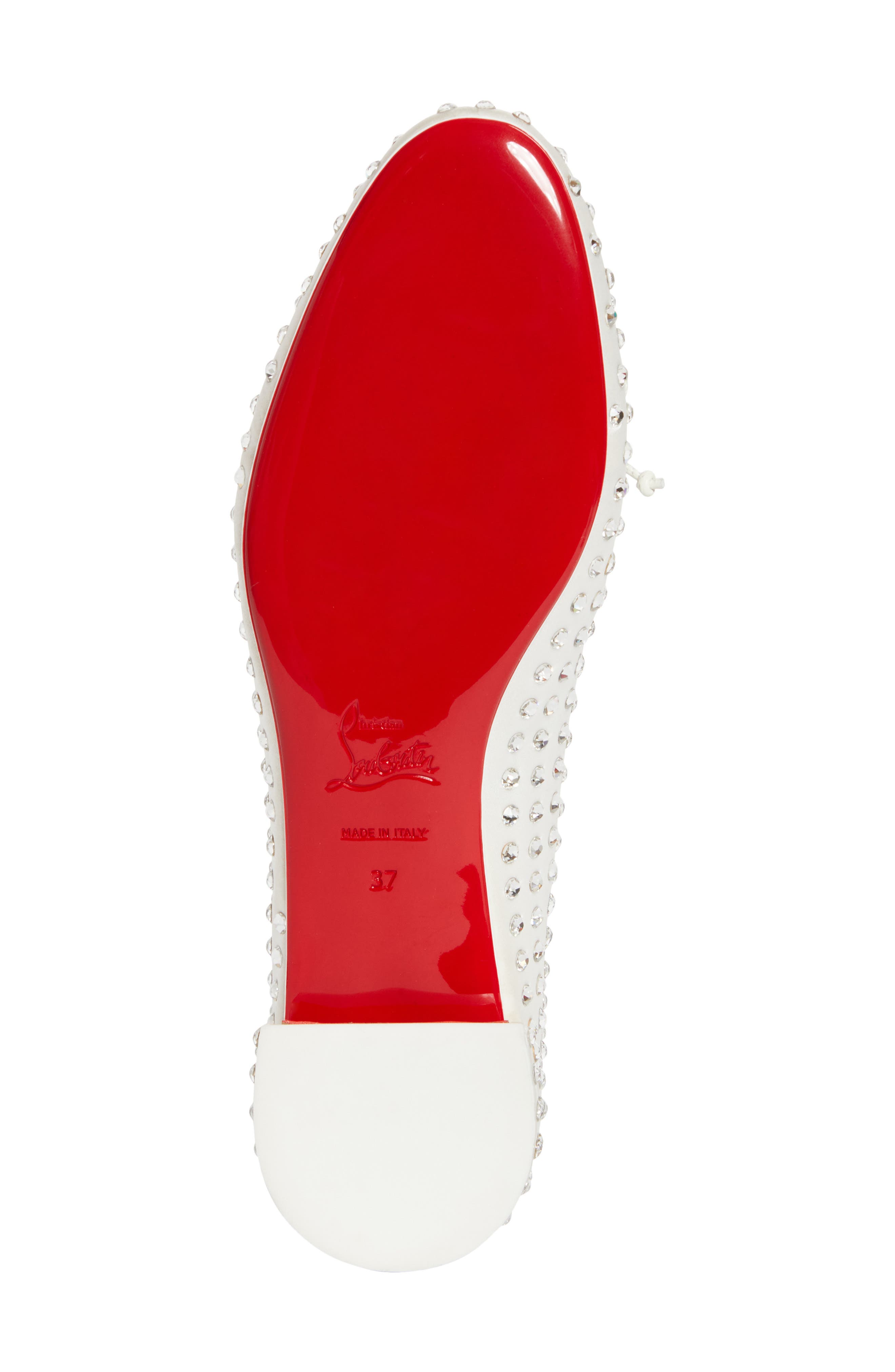 Christian Louboutin Sweetie Jane Crystal Embellished Ballerina Flat, Alternate, color, Version Ivory