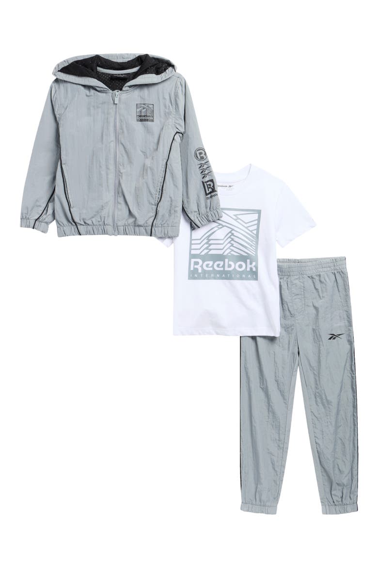 Kids' 3-Piece Full Zip Jacket, T-Shirt & Joggers Set, Main, color, GREY