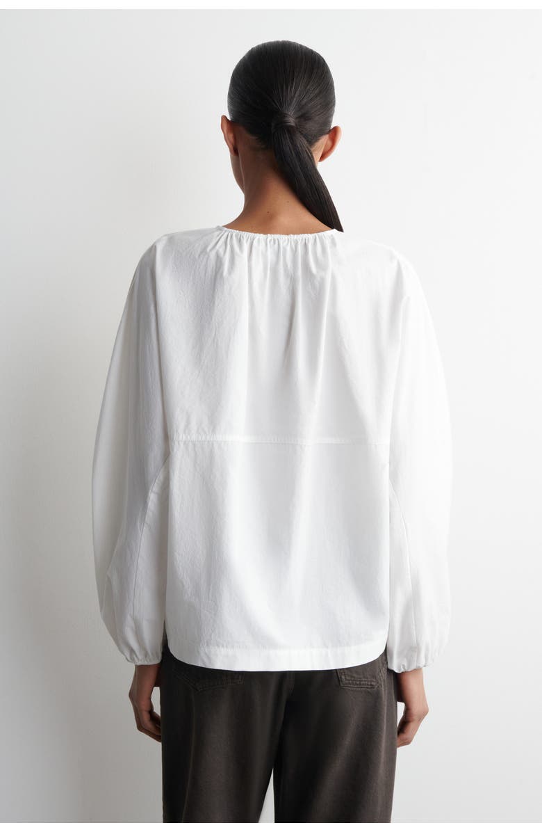 COS Gathered Pima Cotton Blouse, Alternate, color, White