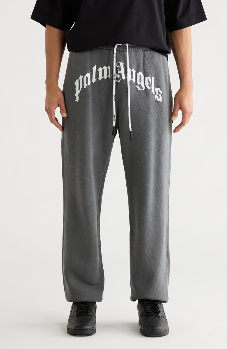 Palm Angels Curved Logo Sweatpants, Main, color, 
