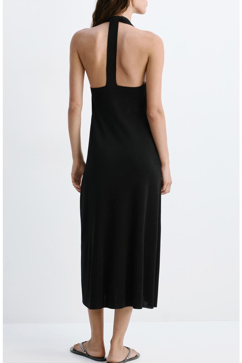 Halter Dress with Back Detail, Alternate, color, BLACK