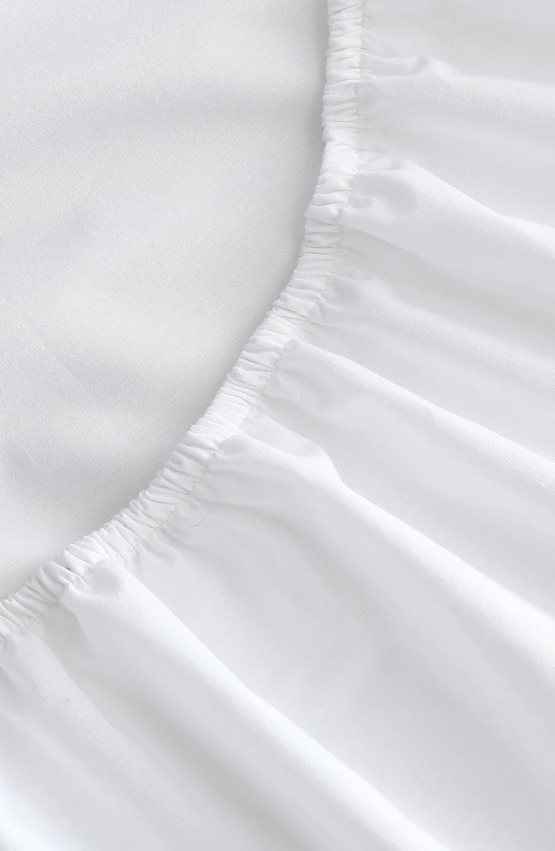 Nautica 200 Thread Count Solid Cotton Percale Fitted Sheet, Alternate, color, Deck White