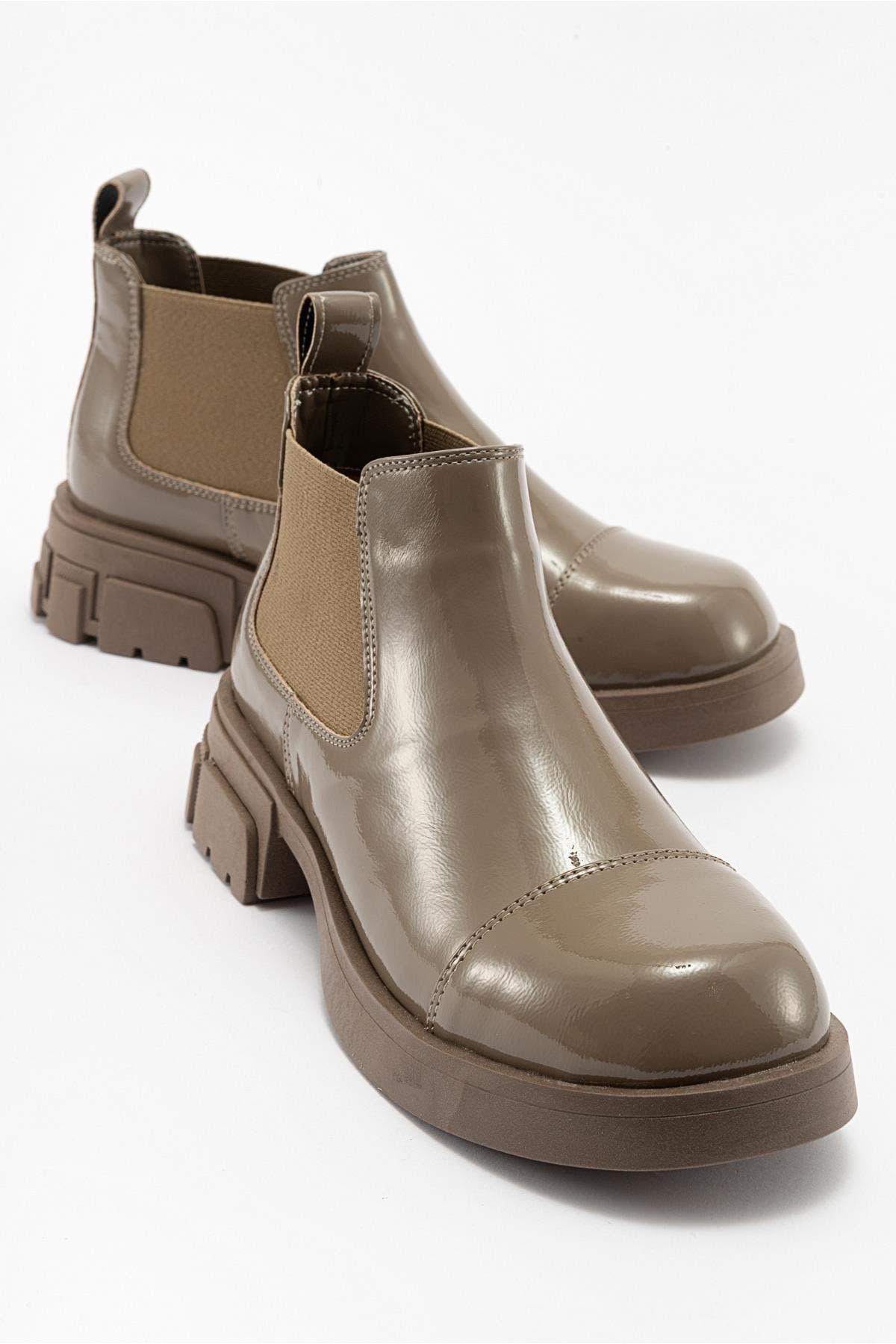 Cafune Patent Platform Boot, Alternate, color, Dark Beige Patent Faux Leather