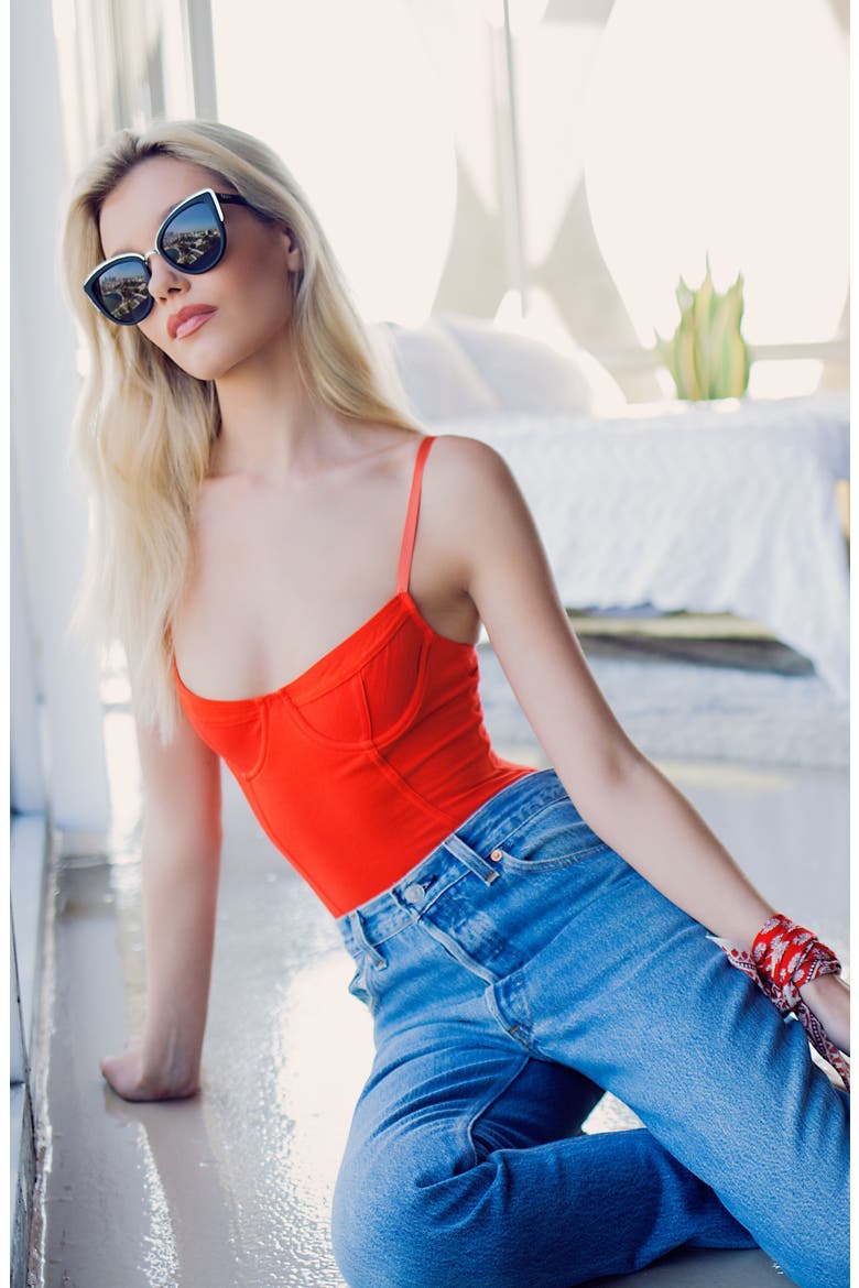 Australia 'My Girl' 50mm Cat Eye Sunglasses, Alternate, color, BLACK/ SMOKE LENS