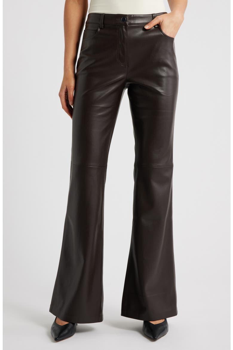 Connie Flared Faux Leather Pants, Main, color, CHOCOLATE