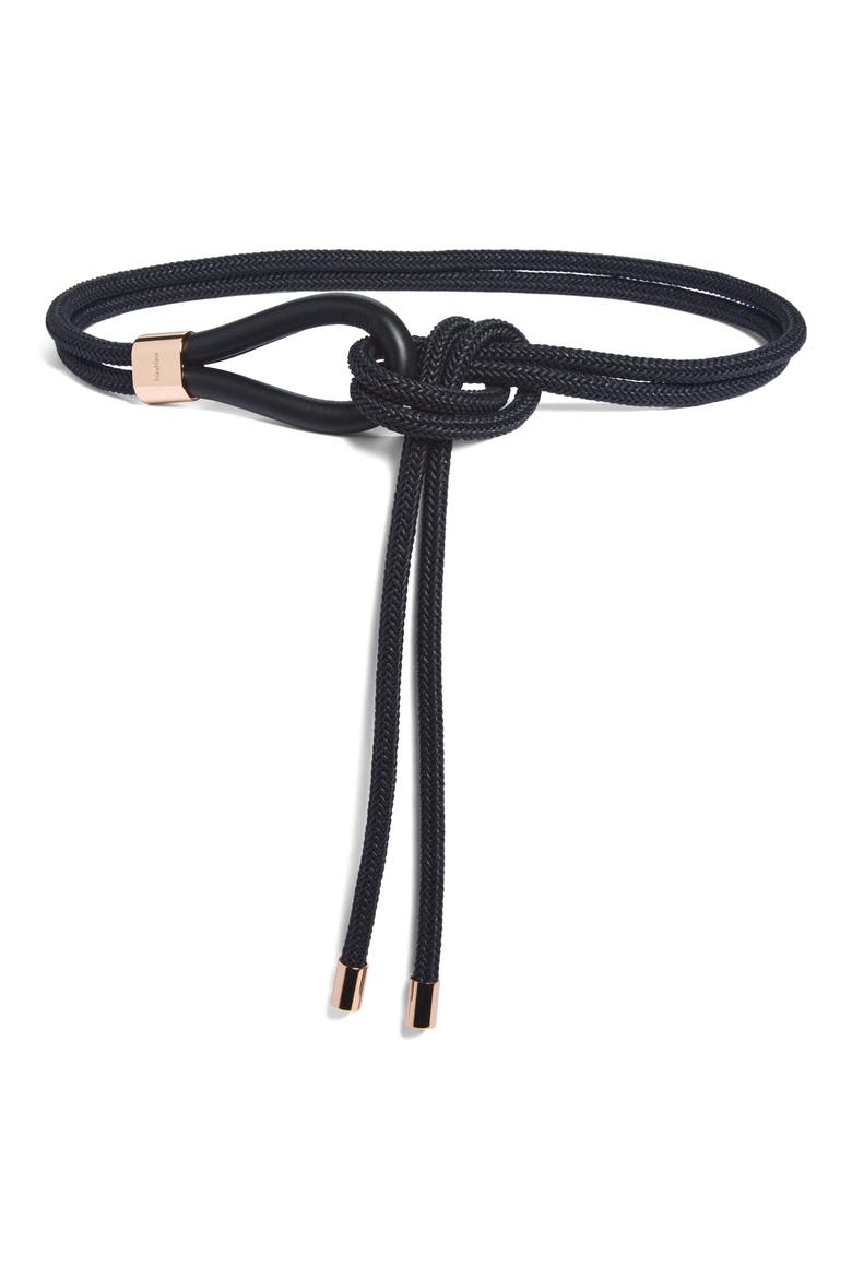Targa Knotted Leather Belt, Main, color, BLACK