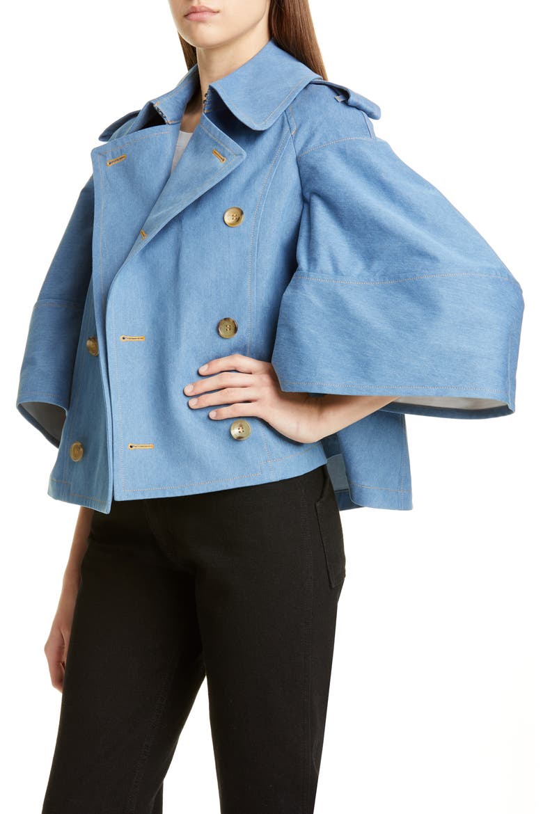 Short Denim Trench Jacket, Alternate, color, LIGHT INDIGO