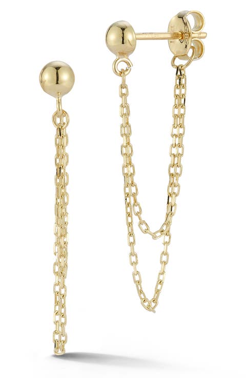 14K Double Chain Link Front/Back Earrings