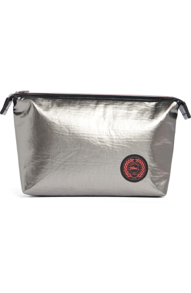 Longchamp Astro Toiletry Zip Bag, Main, color, Silver