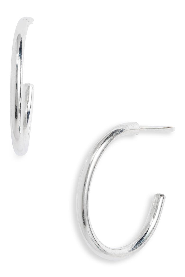Everyday Hoop Earrings, Main, color, STERLING SILVER