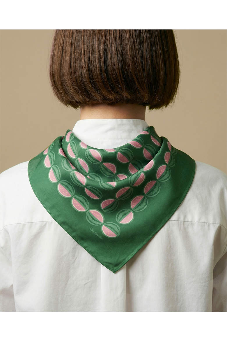 Watermelon Cotton Silk Bandana, Alternate, color, Green