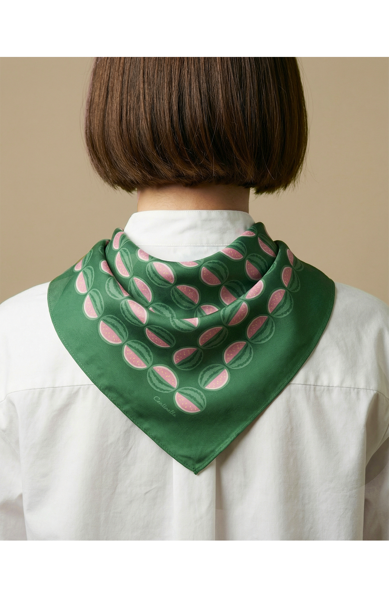 Centinelle Watermelon Cotton Silk Bandana, Alternate, color, Green