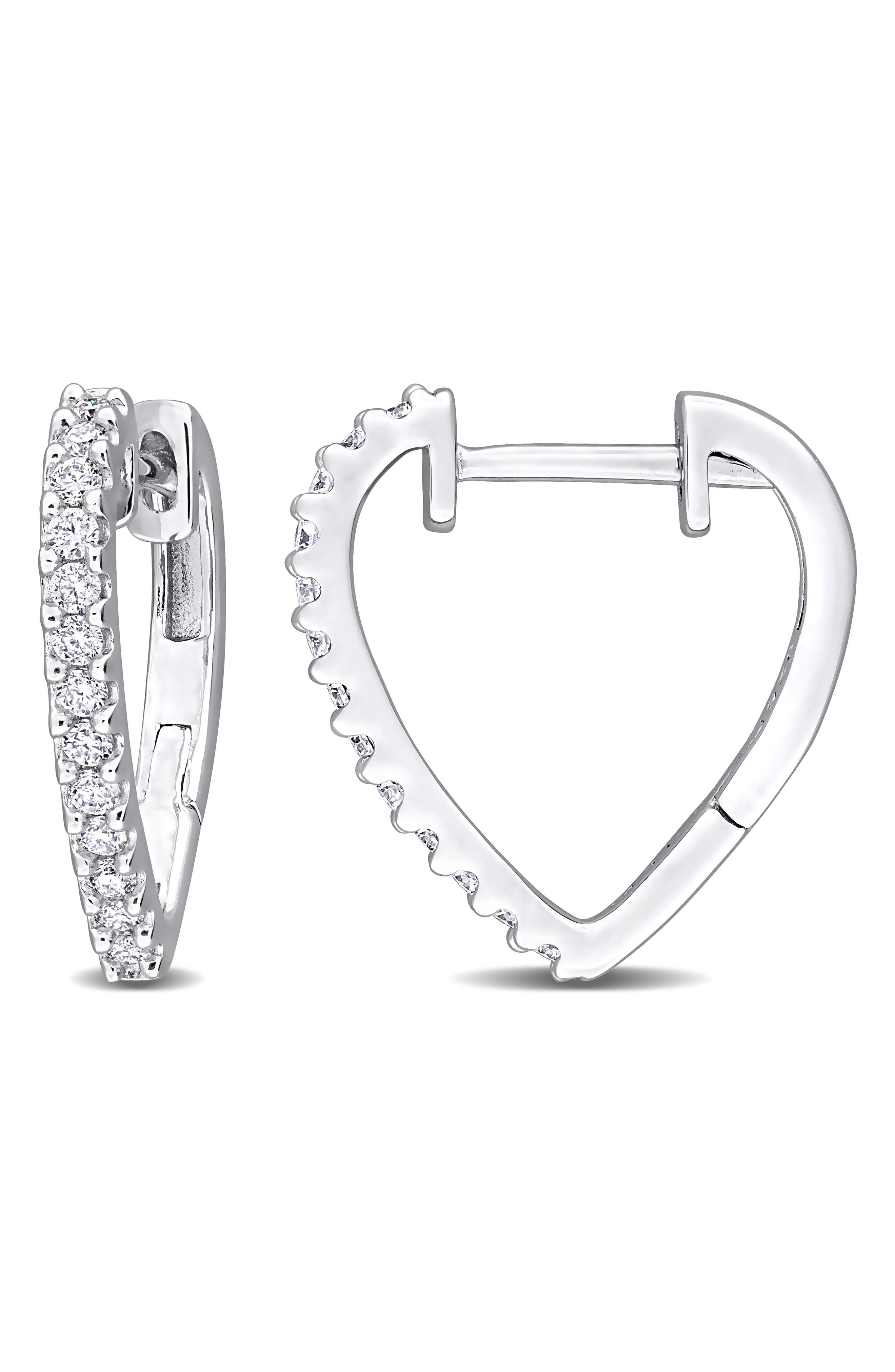 DELMAR Lab-Created Moissanite Huggie Hoop Earrings