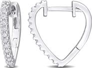 DELMAR Lab-Created Moissanite Huggie Hoop Earrings