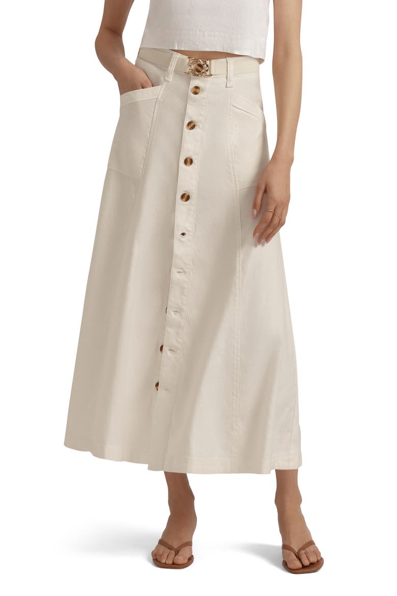 The Lila A-Line Denim Skirt, Main, color, GARDENIA