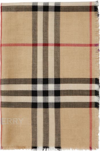 【関税&送料込】Burberry Beige Cashmere Reversible Scarf Wide Reversible EKD Cashmere Scarf in Archive beige