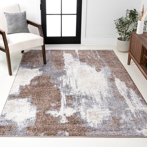 Jonathan Y Zoe Contemporary Bohemian Abstract Marble Area Rug In Brown/cream