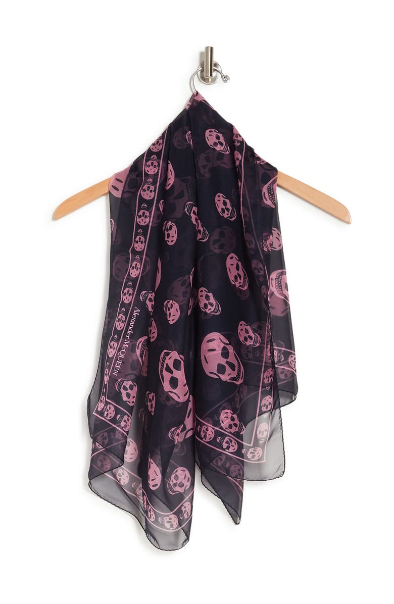 McQueen Classic Skull Printed Scarf, Main, color, 