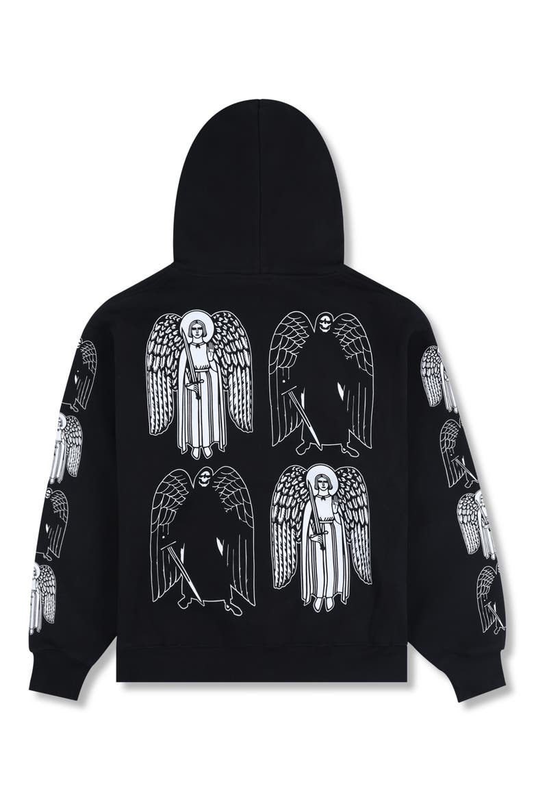 Angel & Demon Graphic Hoodie, Alternate, color, BLACK