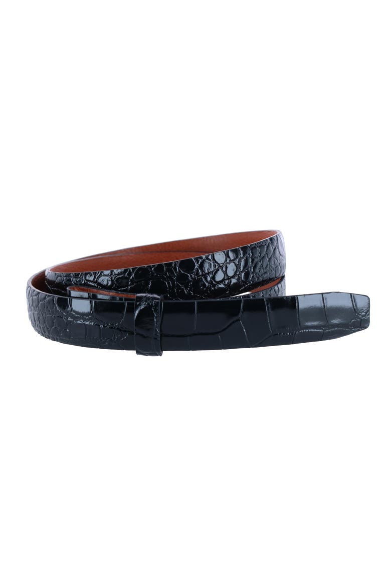 25mm Gator Embossed Leather Belt Strap, Main, color, Black