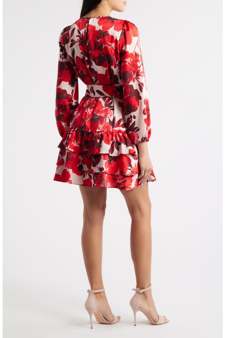 Floral Tiered Tie Waist Dress, Alternate, color, ROSE MIST MULTI