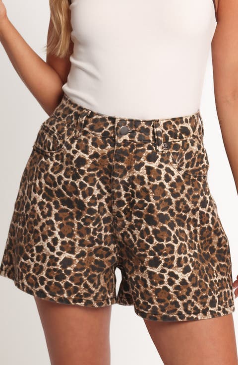 Hemima High Waist Leopard Print Denim Shorts