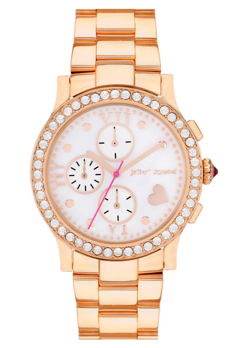 'Bling Bling Time' Bracelet Watch, Main, color, ROSE GOLD