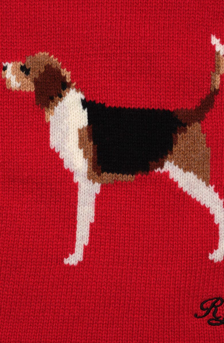 Lauren Ralph Lauren Intarsia Dog Fringe Scarf, Alternate, color, Ralph Red