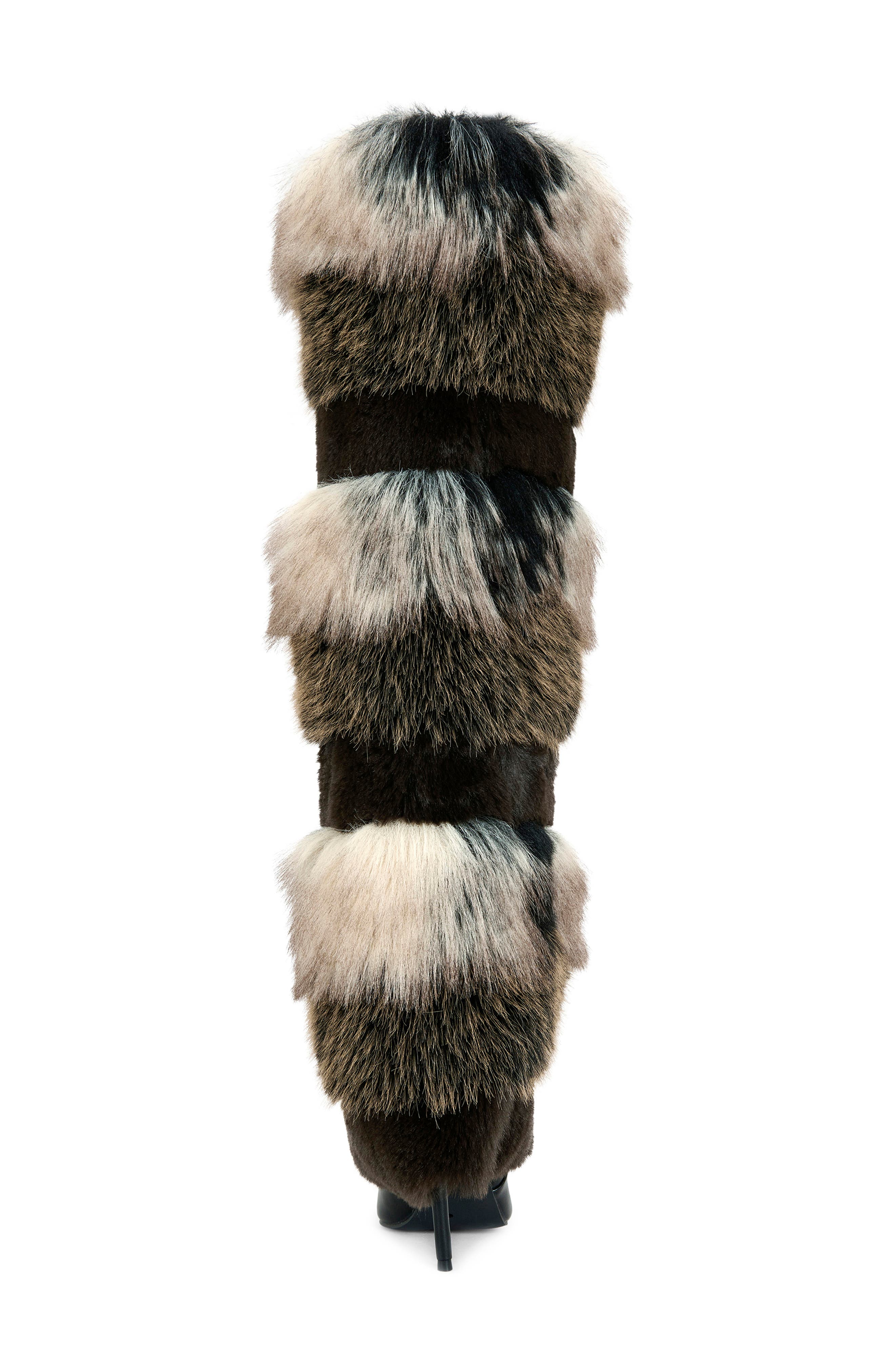 AZALEA WANG Langlau Multi Faux Fur Stiletto Boot, Alternate, color, Brown Multi