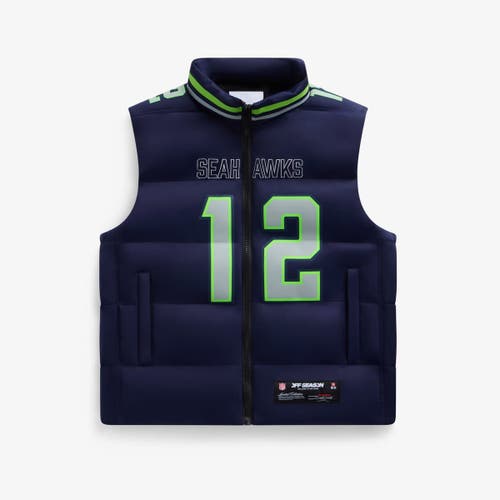 Off Season Unisex 12 Fan College Navy Seattle Seahawks Player Puffer Vest In Blue
