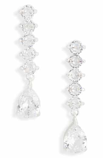 Cubic Zirconia Linear Drop Earrings