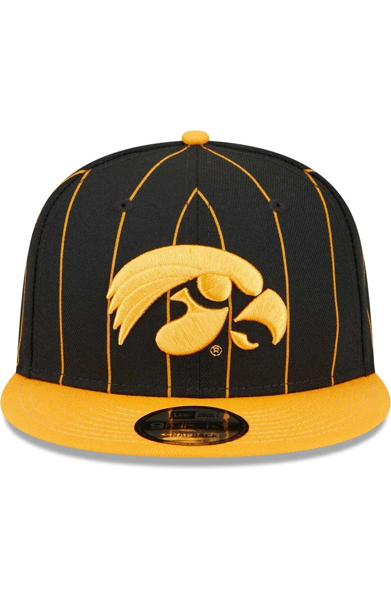 New Era Men's New Era Black/Gold Iowa Hawkeyes Vintage 9FIFTY Snapback Hat, Alternate, color, 