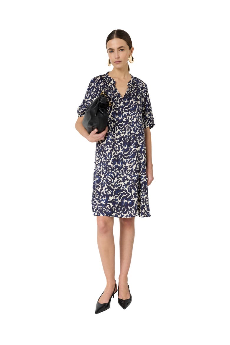 Raliah Floral Print V-Neck Dress, Main, color, Ink