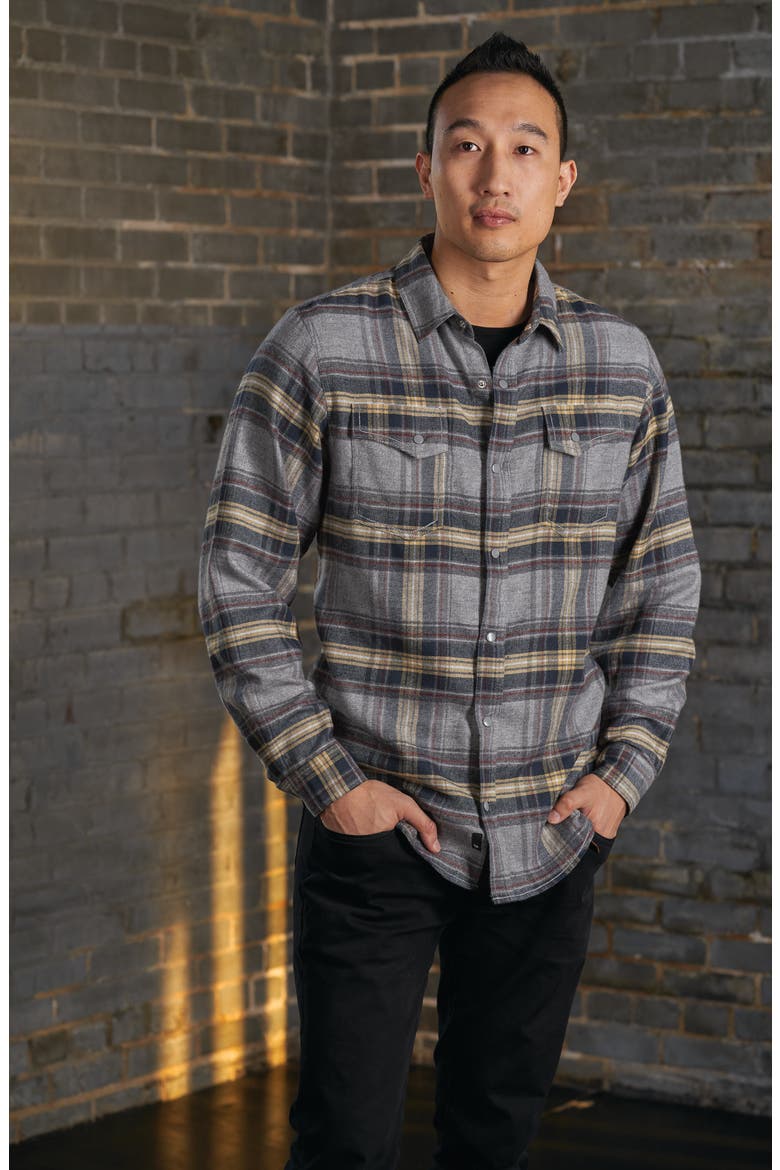 Plaid Flannel Shirt, Alternate, color, LIGHT GREY