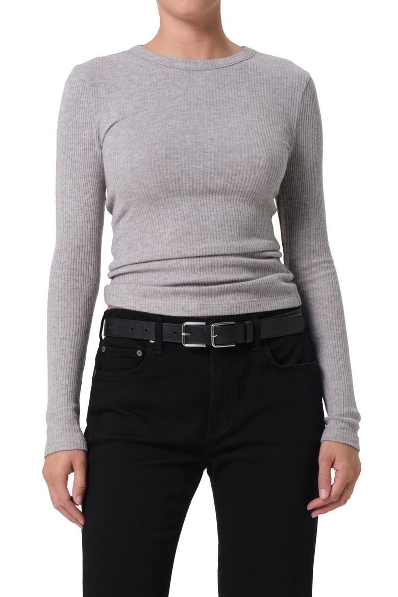 Bina Rib Crewneck Sweater, Main, color, HEATHER GREY