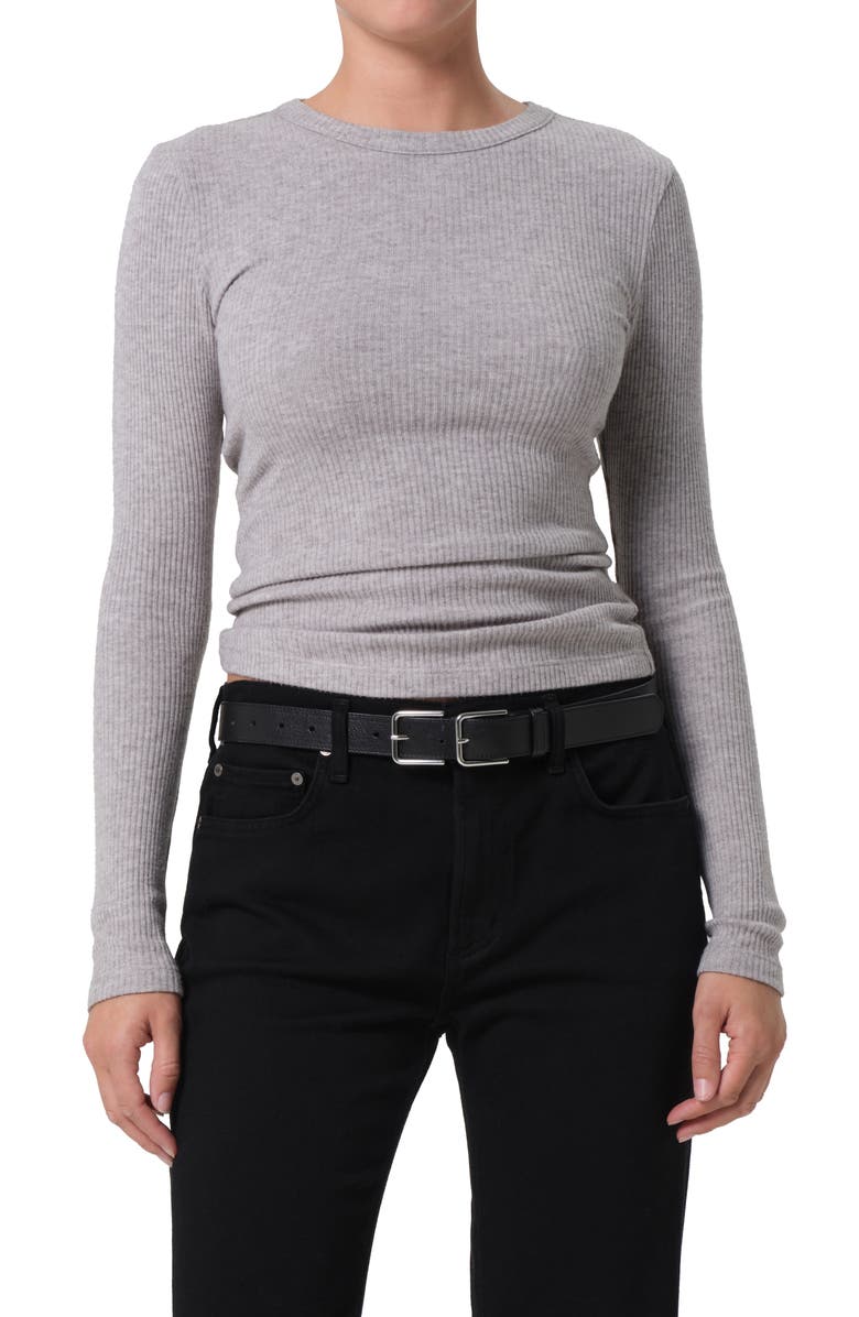 Citizens of Humanity Bina Rib Crewneck Sweater, Main, color, Heather Grey