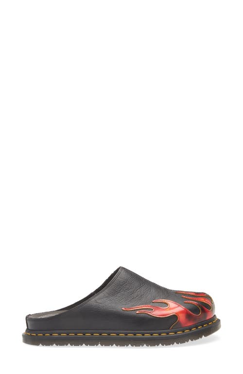 Dr. Martens' Dr. Martens San Flame Appliqué Mule In Black