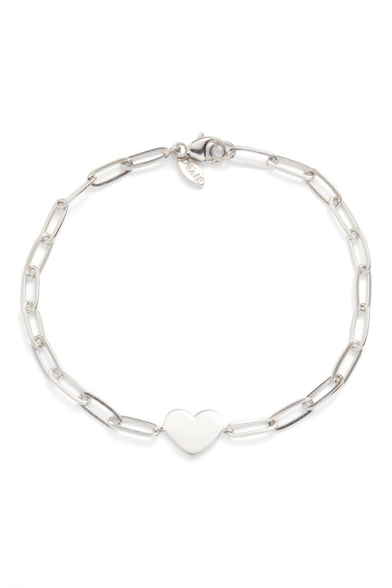 Amour Engravable Heart Pendant Bracelet, Main, color, Silver