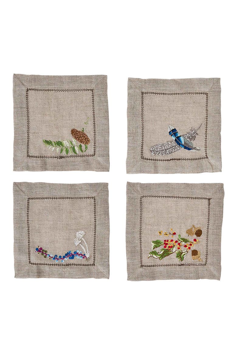Forest Walk Set of 4 Cocktail Napkins, Main, color, MULTI
