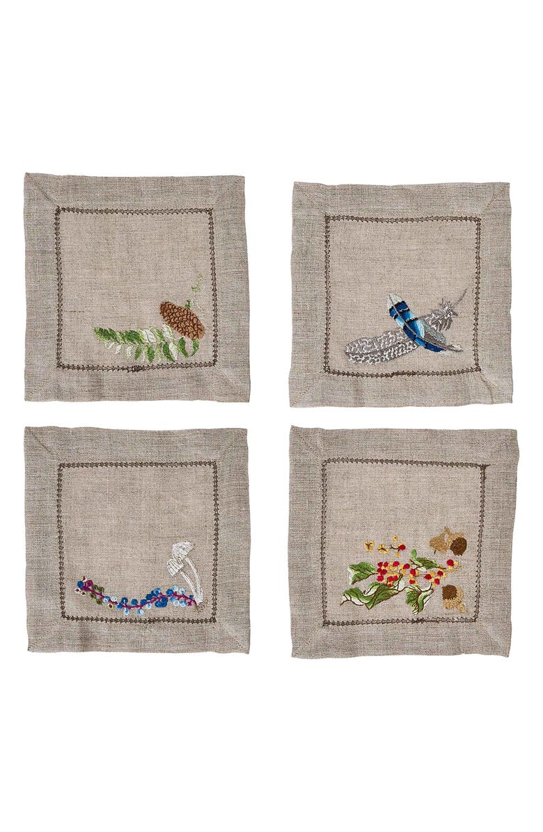 Juliska Forest Walk Set of 4 Cocktail Napkins, Main, color, Multi