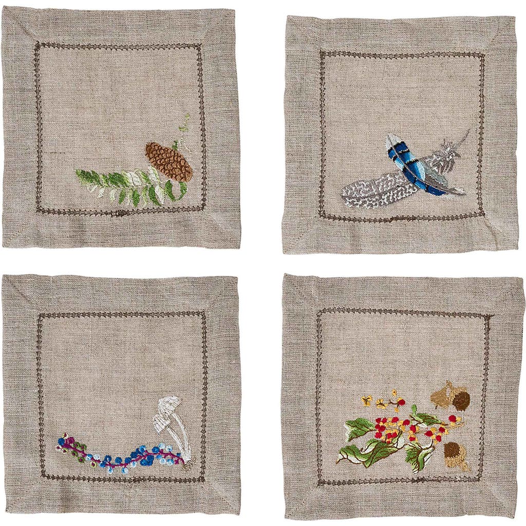 Juliska Forest Walk Set Of 4 Cocktail Napkins In Multi
