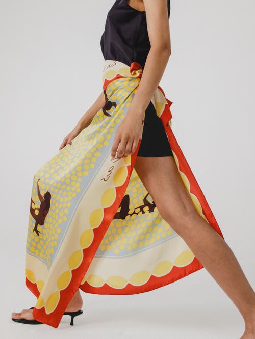 Alas X-large Printed Silk Scarf In Brown
