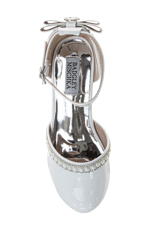 Badgley Mischka Collection Kids' Ankle Strap Pump In White Patent
