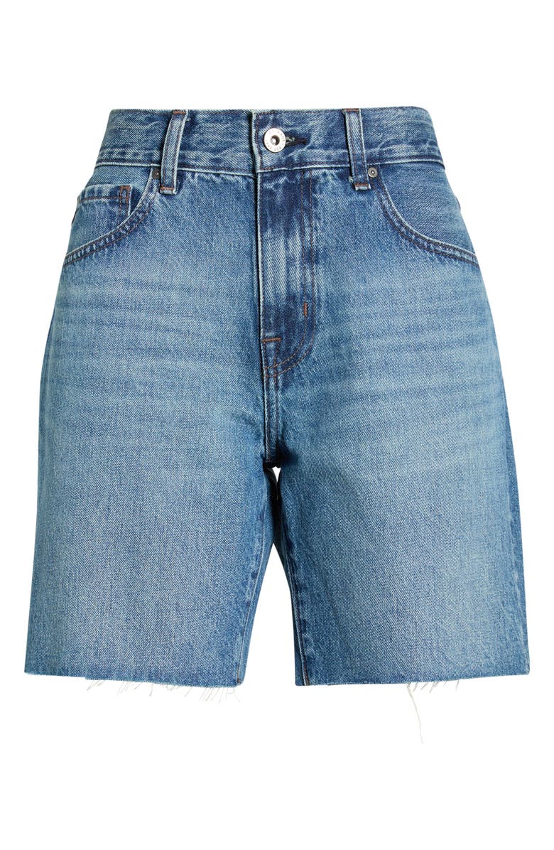 AG Ex-Boyfriend Distressed Raw Hem Mid Length Denim Shorts, Alternate, color, Nouveau