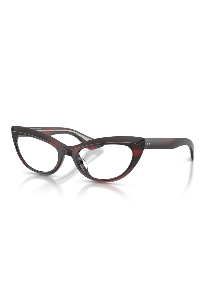 Khaite 53mm Cat Eye Blue Light Blocking Glasses, Alternate, color, BORDEAUX BARK / CLEAR
