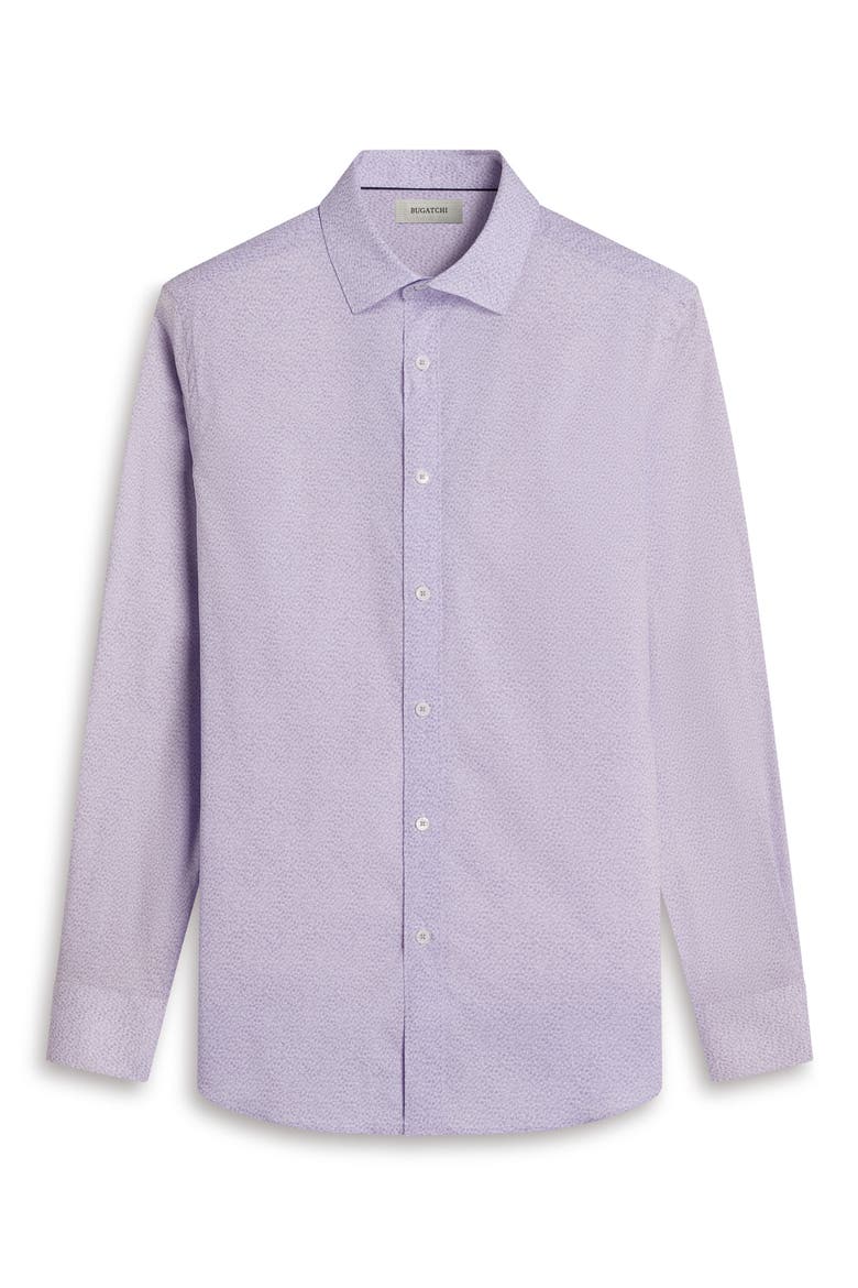 Axel Shaped Fit Geo Print Stretch Cotton Button-Up Shirt, Alternate, color, LILAC