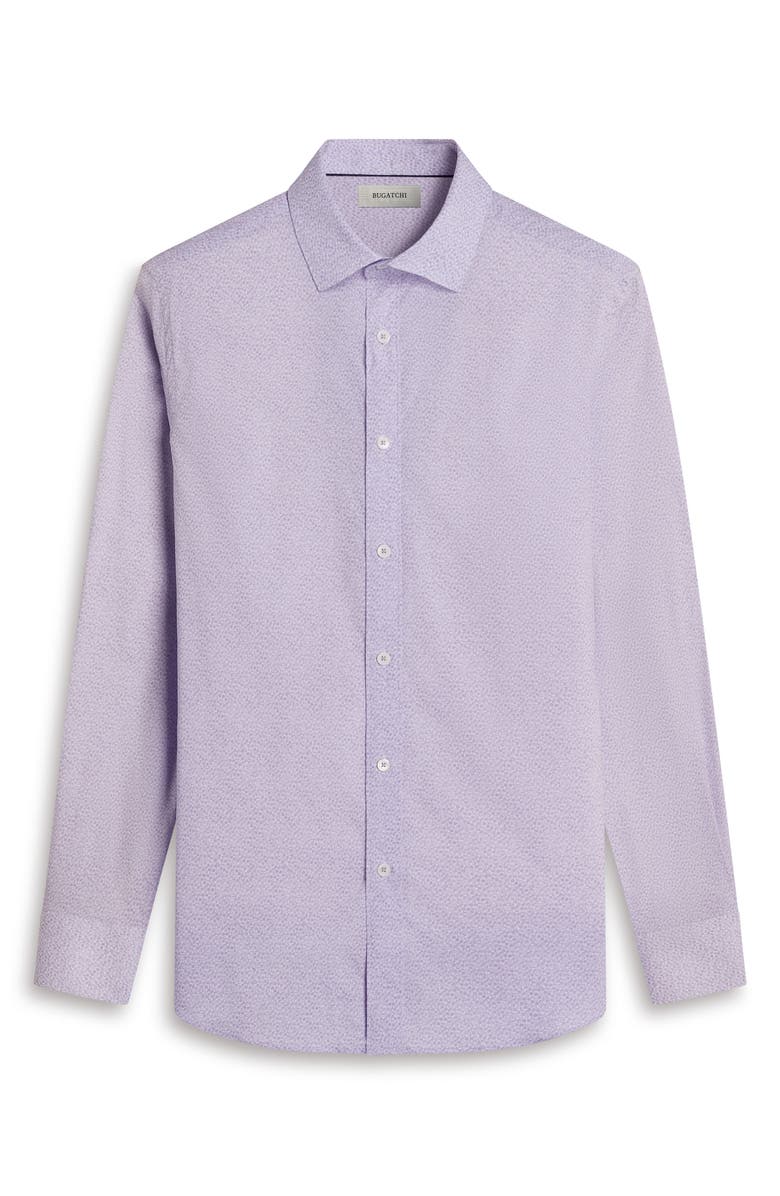 Bugatchi Axel Shaped Fit Geo Print Stretch Cotton Button-Up Shirt, Alternate, color, Lilac