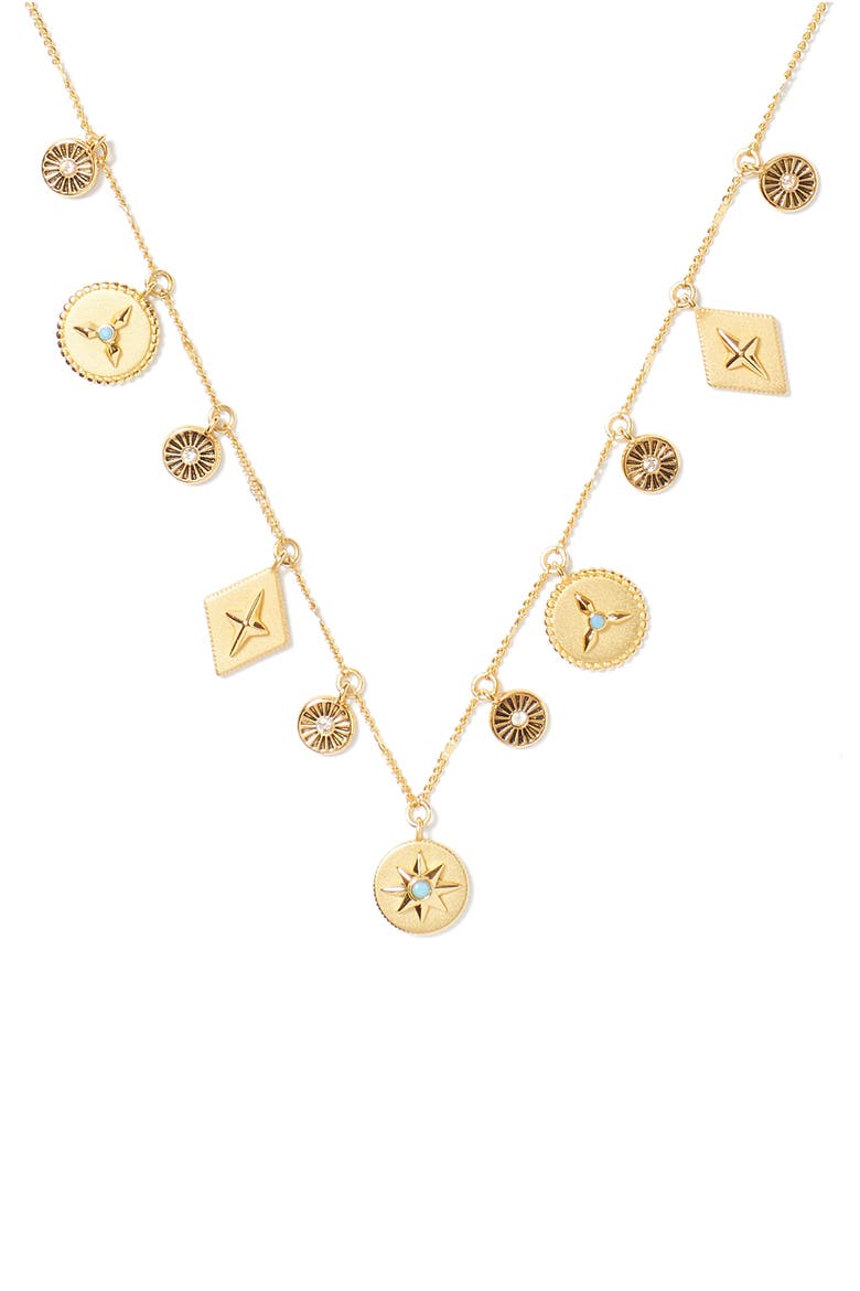 my medallion charm necklace, Main, color, GOLD