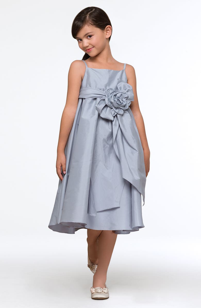 Us Angels Empire Waist Flower Sash Dress, Main, color, 